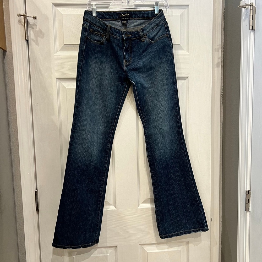 Clash Jeans Flare Denim Cotton Polyester Spandex Y2K McBling Retro Dark Wash 9